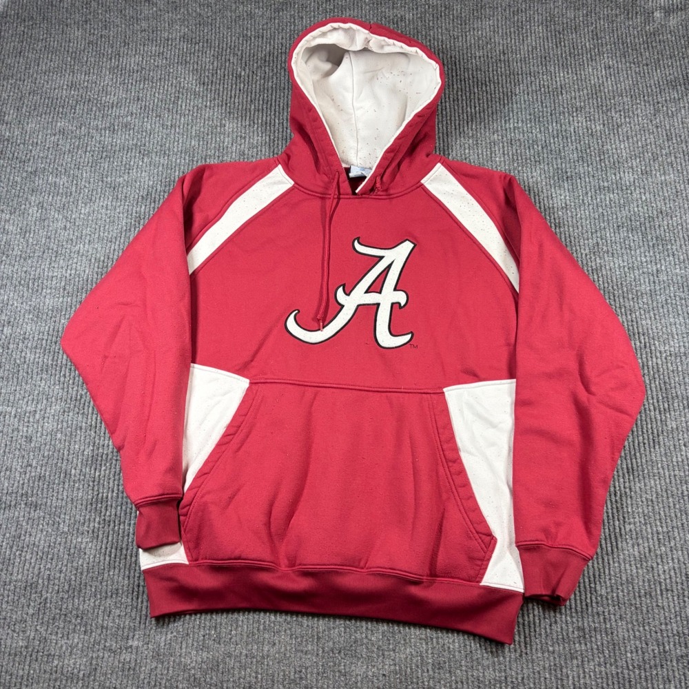 Vintage NCAA Hoodie Men's Alabama Crimson Tide Red‎ White Pullover